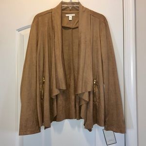 NWT Vegan SOFT faux Suede Waterfall/Cascade/Open/Fly Away Jacket NEW